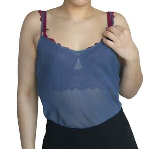 Women's Sheer Blue Tank Top Medium